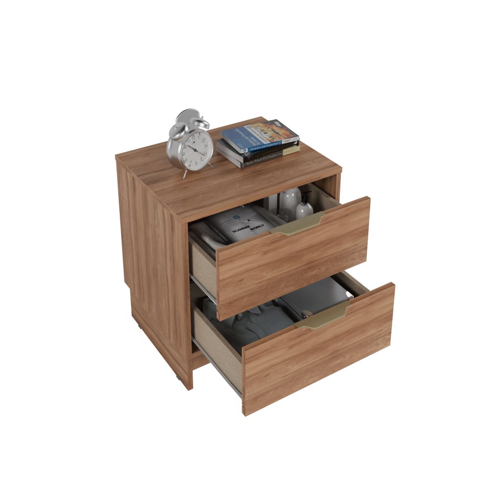 Velador Fit 2 Cajones Canela