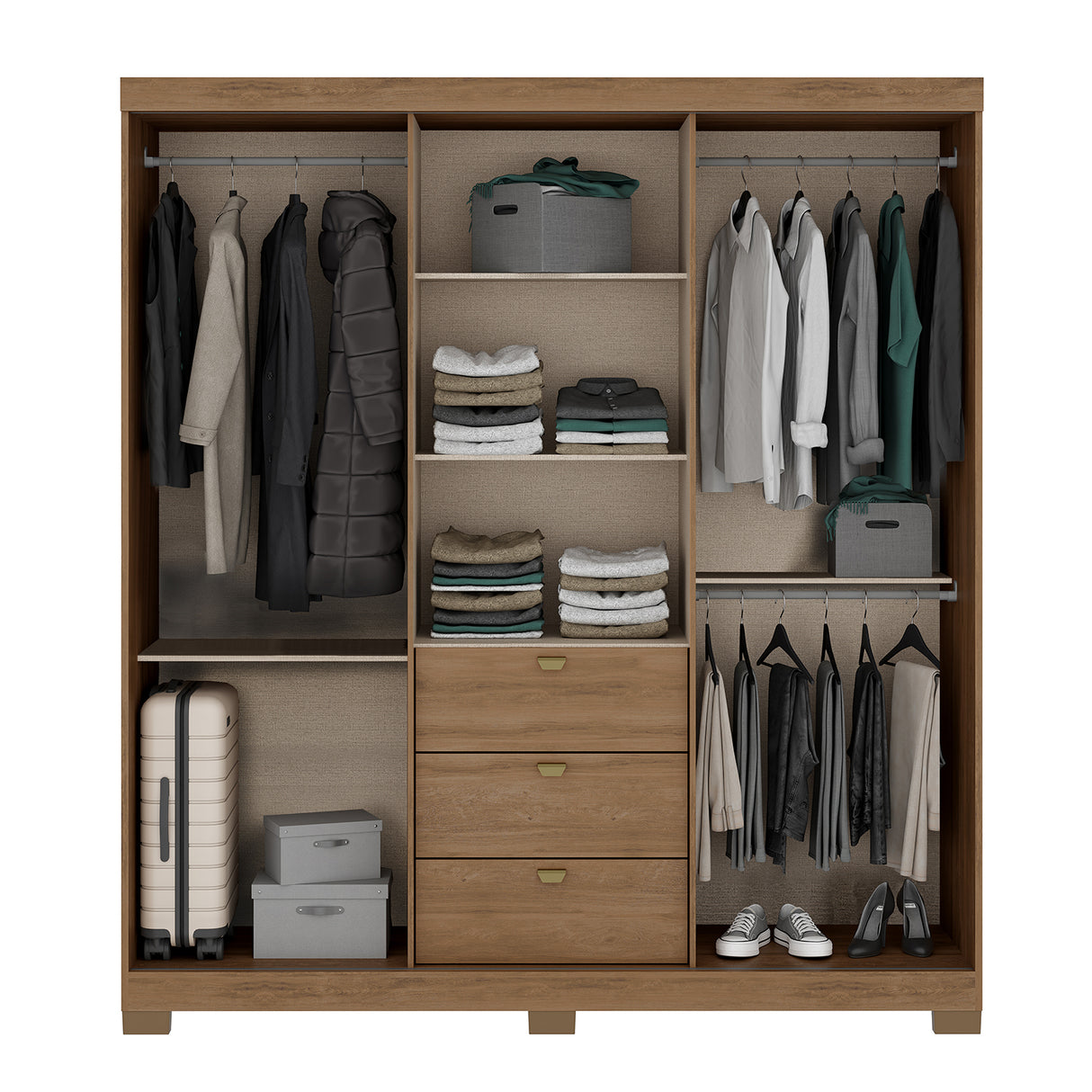 Clóset Fit 4 Puertas + 3 Cajones Canela-Vainilla