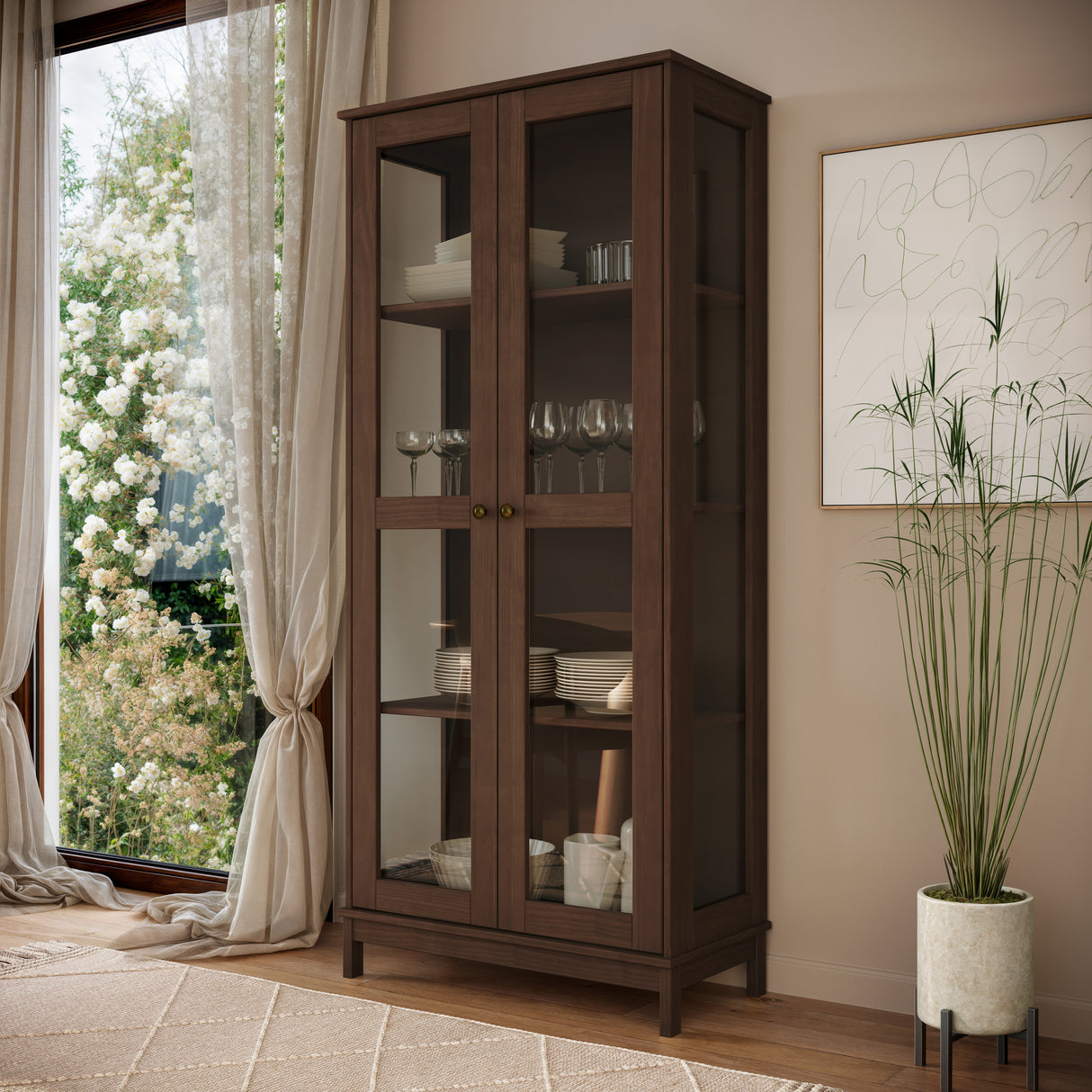 Vitrina Essencia 2 Puertas Caoba