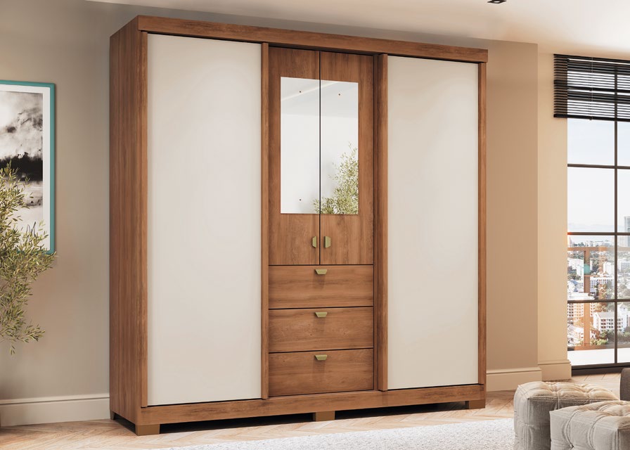 Clóset Fit 4 Puertas + 3 Cajones Canela-Vainilla