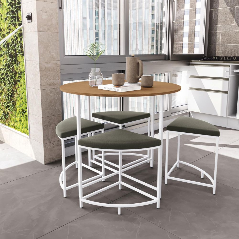 Comedor 4 Personas Compacto Gris