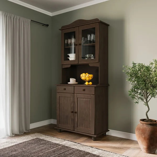 Vitrina Santa Fé 4 Puertas + 2 Cajones Caoba