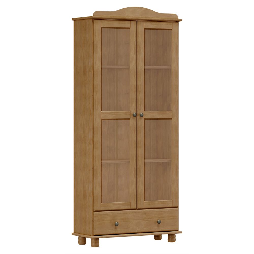 Vitrina Santa Fé 2 Puertas + 1 Cajón Nogal