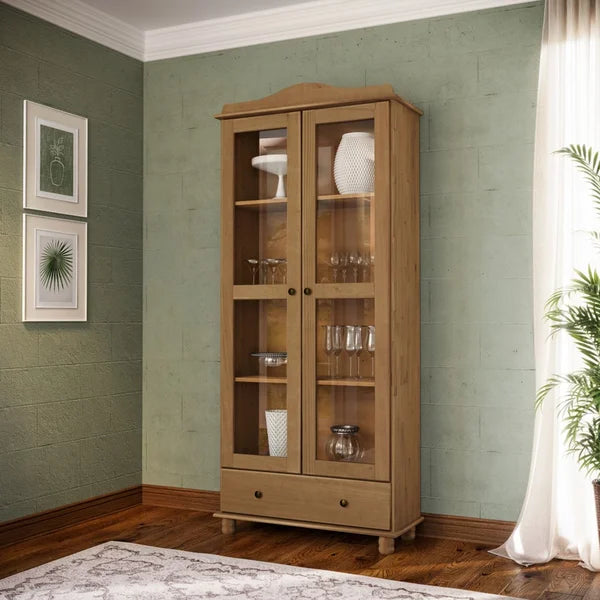 Vitrina Santa Fé 2 Puertas + 1 Cajón Nogal
