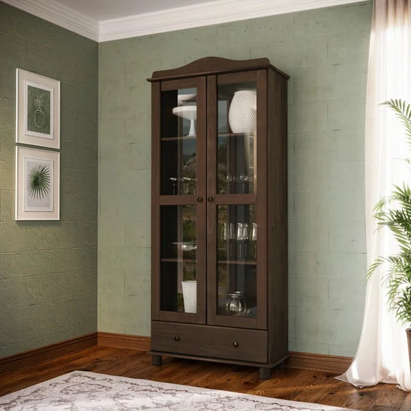 Vitrina Santa Fé 2 Puertas + 1 Cajón Caoba