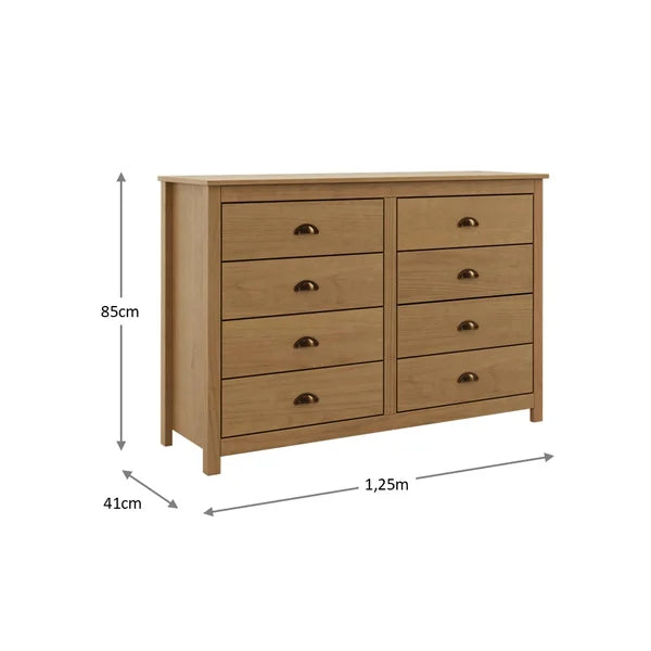 Cómoda Posadas 8 Cajones Blanco-Roble