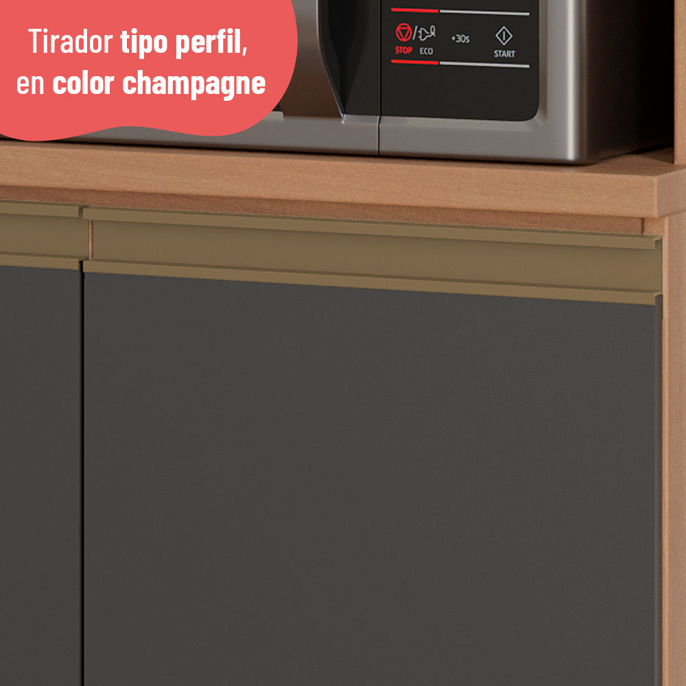 Mueble de Cocina Macadamia 4 Modulos Grafito - Canela