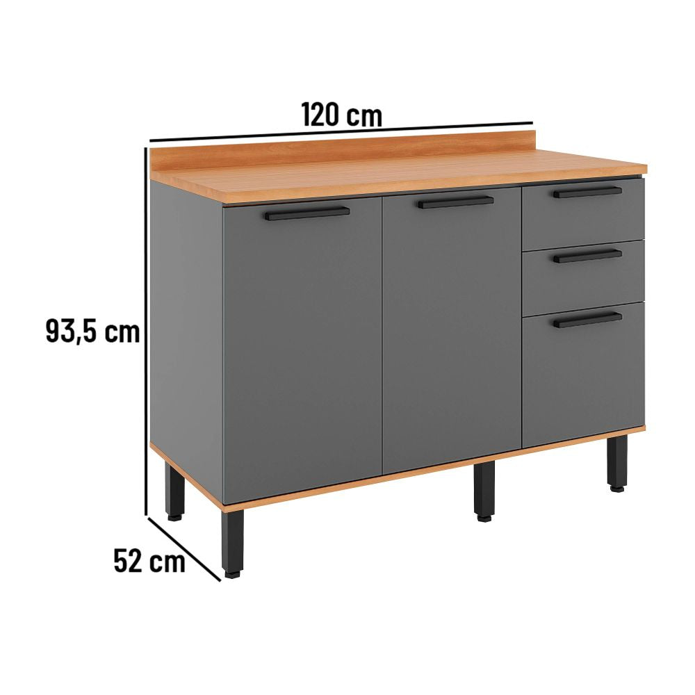 Base de Cocina Castaña con Cubierta