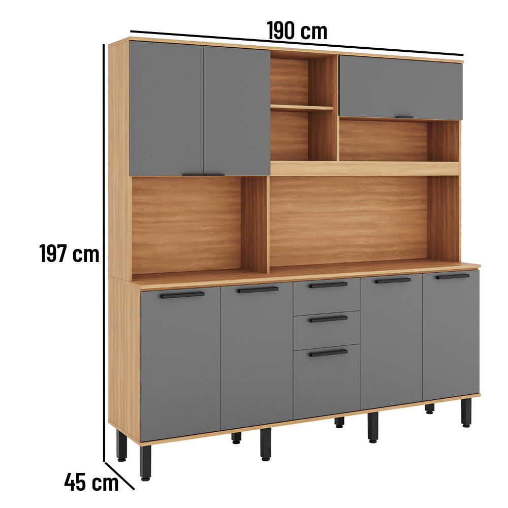 Estante de cocina Castaña 8 Puertas + 3 Cajones