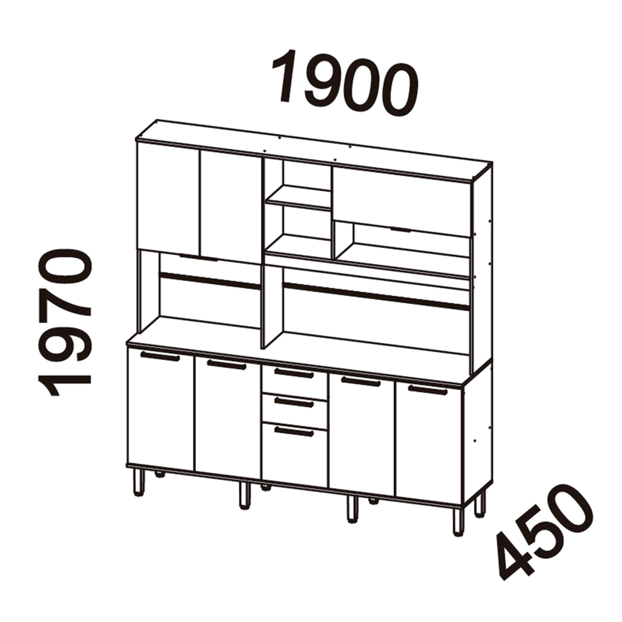 Estante de cocina Castaña 8 Puertas + 3 Cajones