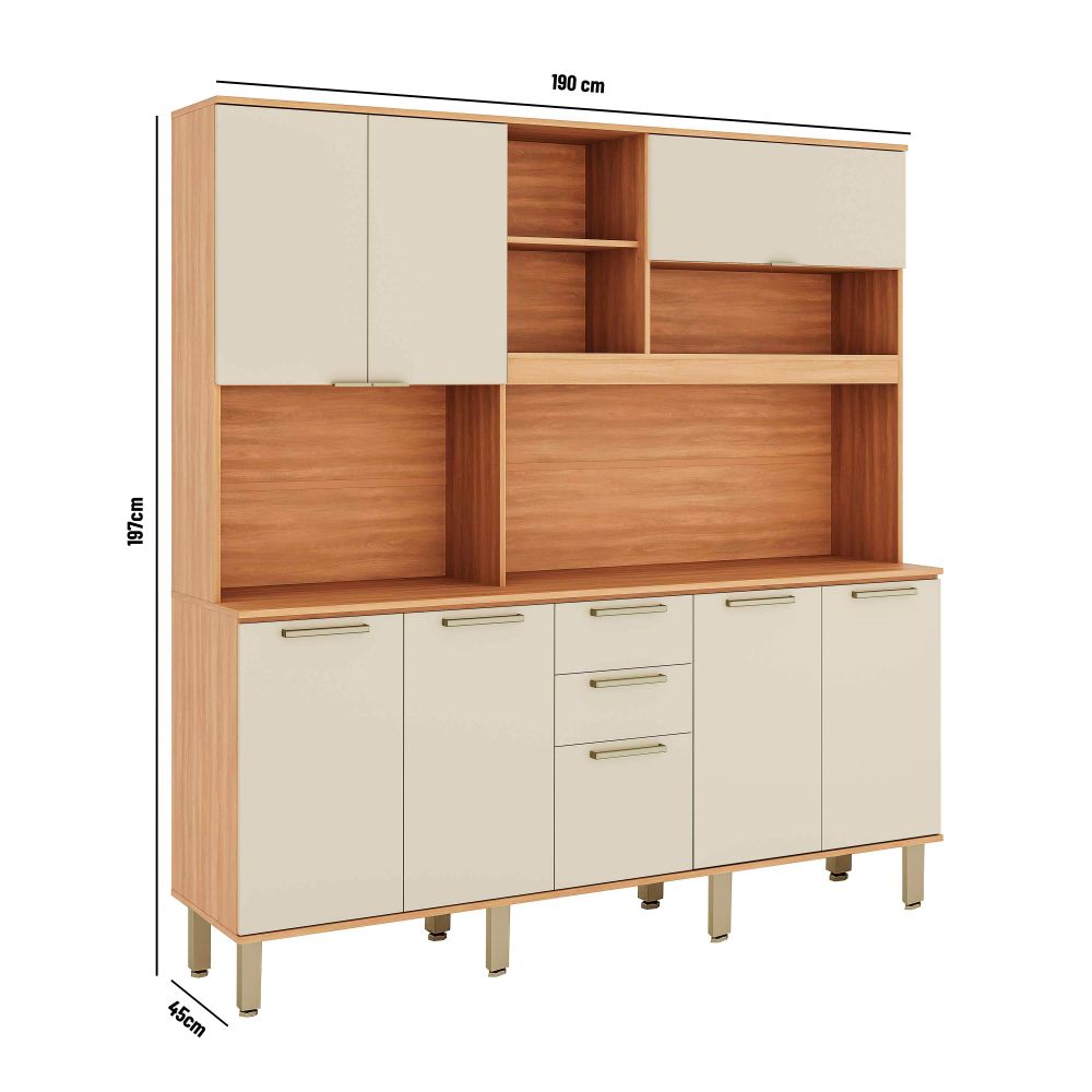 Estante de cocina Castaña 8 Puertas + 3 Cajones