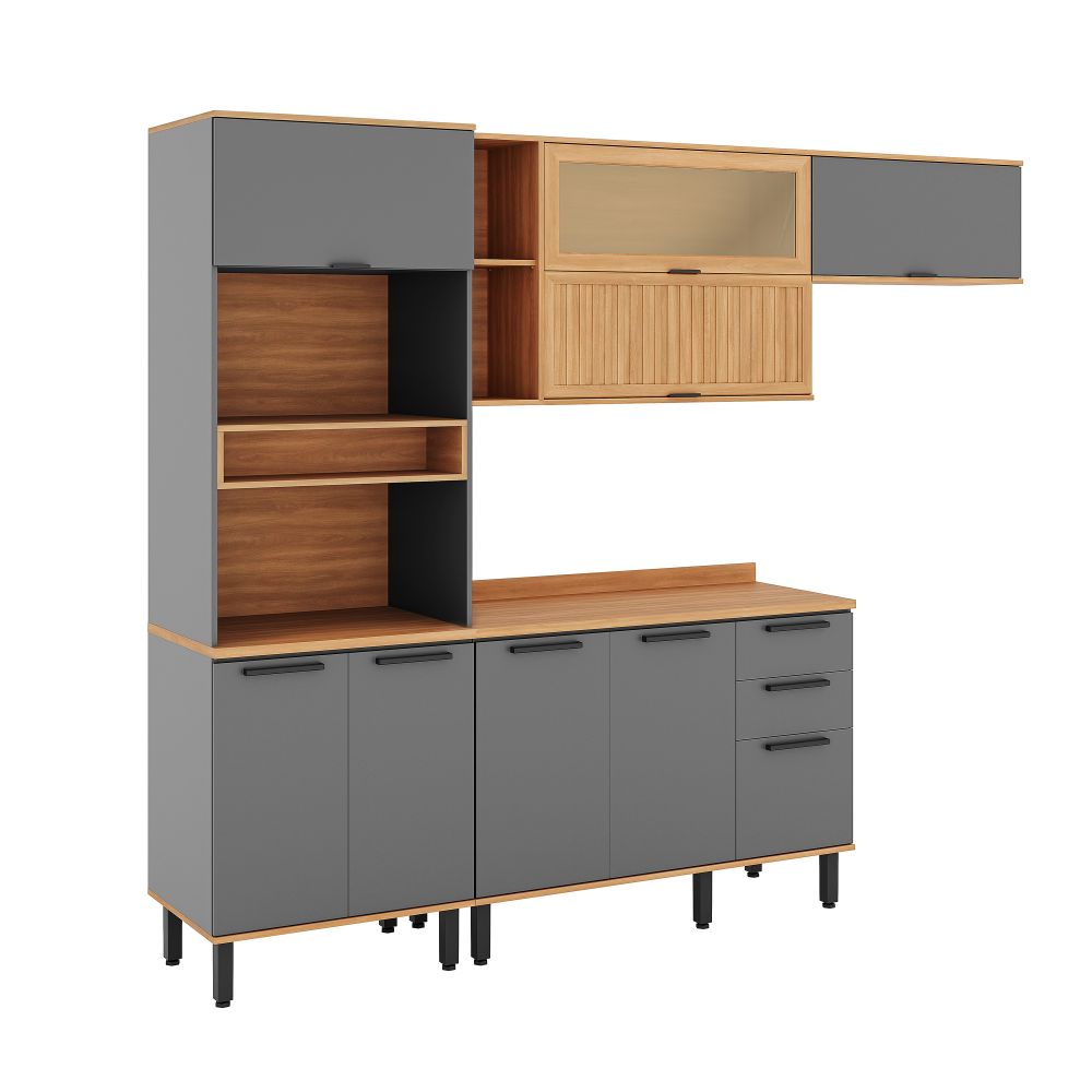 Mueble de Cocina Castaña 4 Módulos Ceniza - Canela