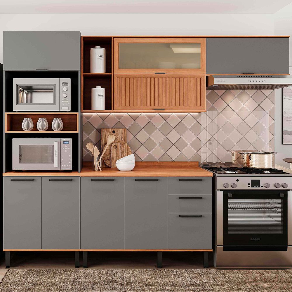 Mueble de Cocina Castaña 4 Módulos Ceniza - Canela
