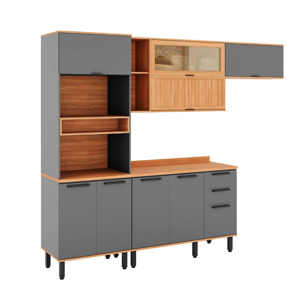 Mueble de Cocina Castaña 4 Módulos Ceniza - Canela