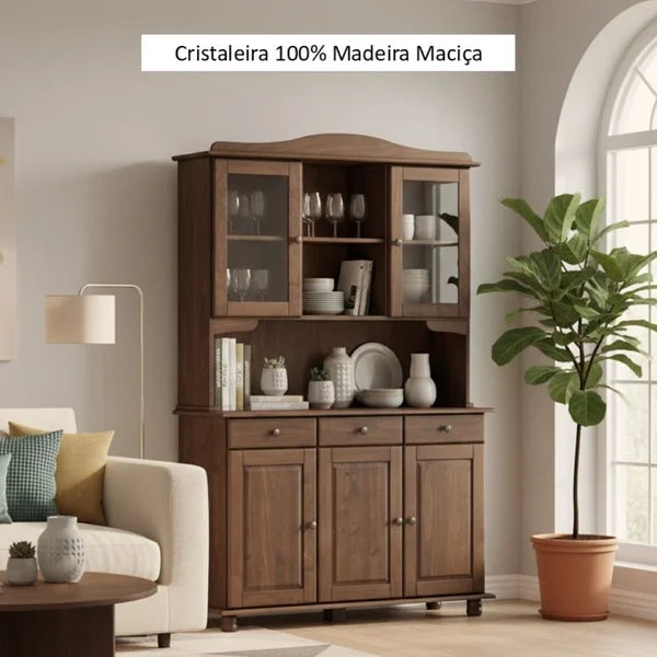Vitrina Santa Fé 5 Puertas + 3 Cajones Caoba
