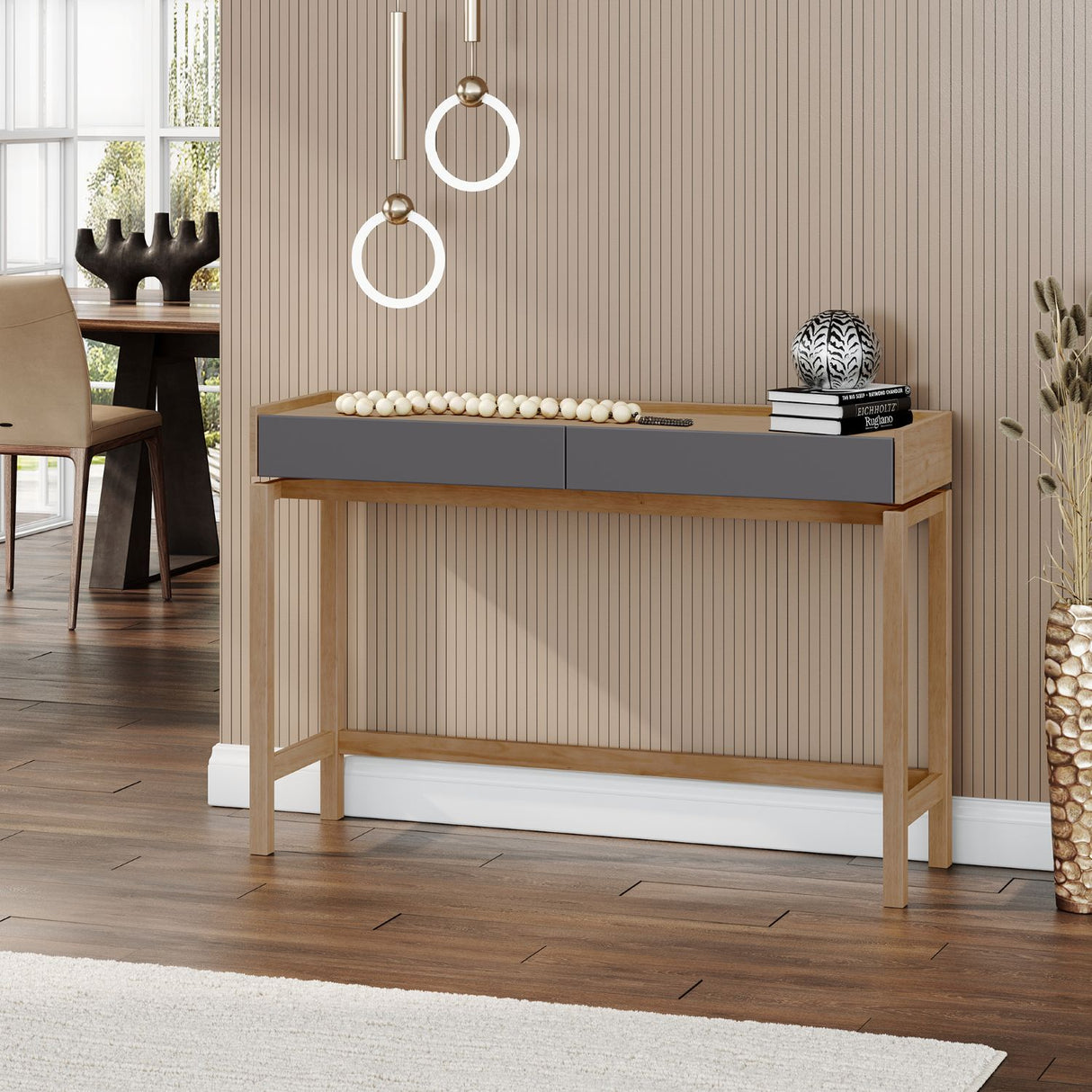 Arrimo Barcelona 2 Cajones Grafito - Roble