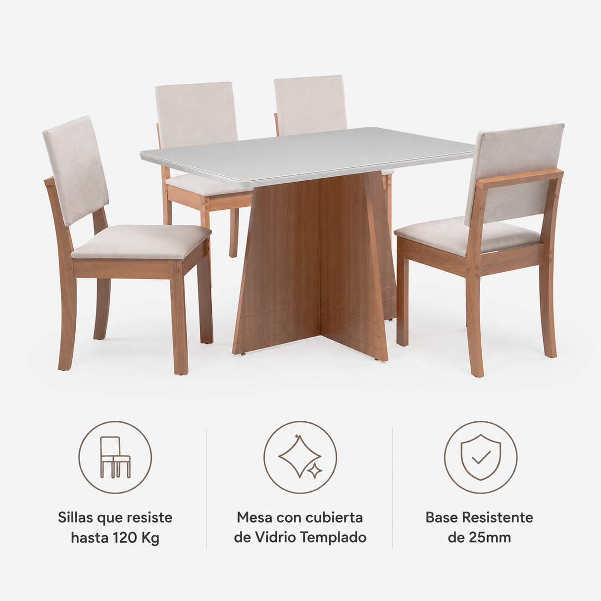 Comedor Lotus 4 Personas Canela-Beige