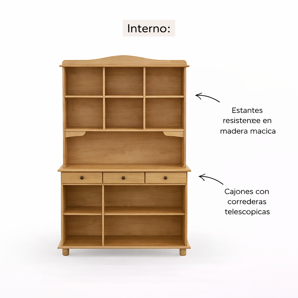 Vitrina Santa Fé 5 Puertas + 3 Cajones Nogal