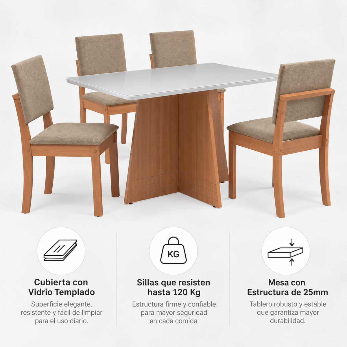 Comedor Lotus 4 Personas Canela-Beige