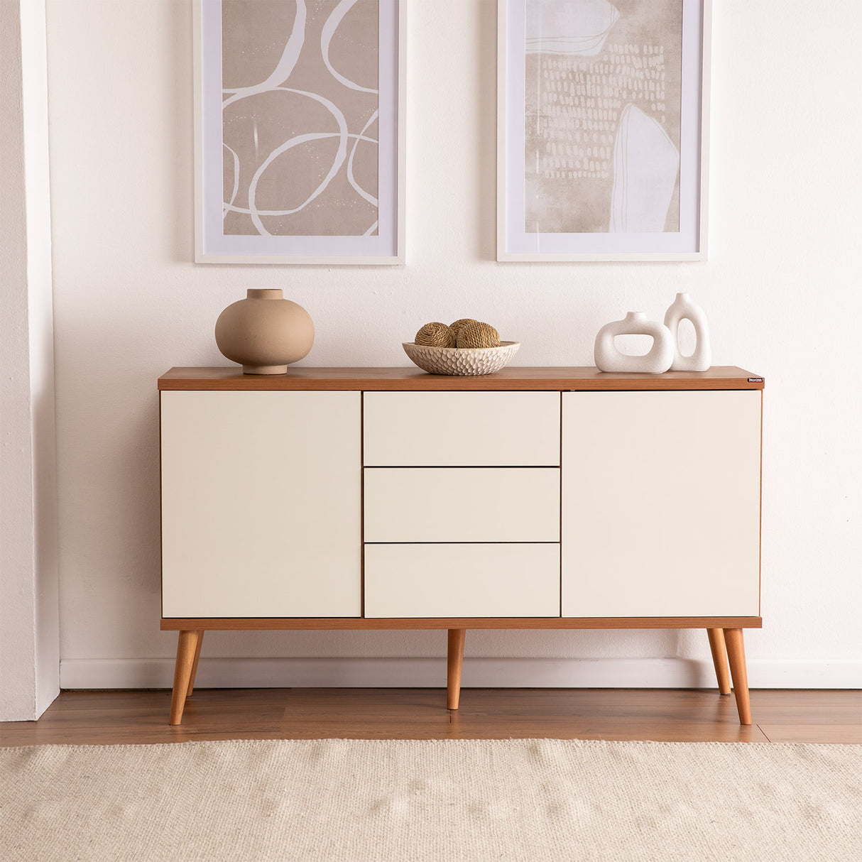 Buffet Copihue 2 Puertas + 3 Cajones Canela-Blanco