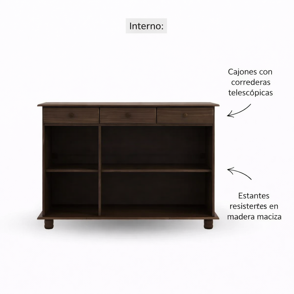 Buffet Santa Fe 3 Puertas 3 Cajones Caoba