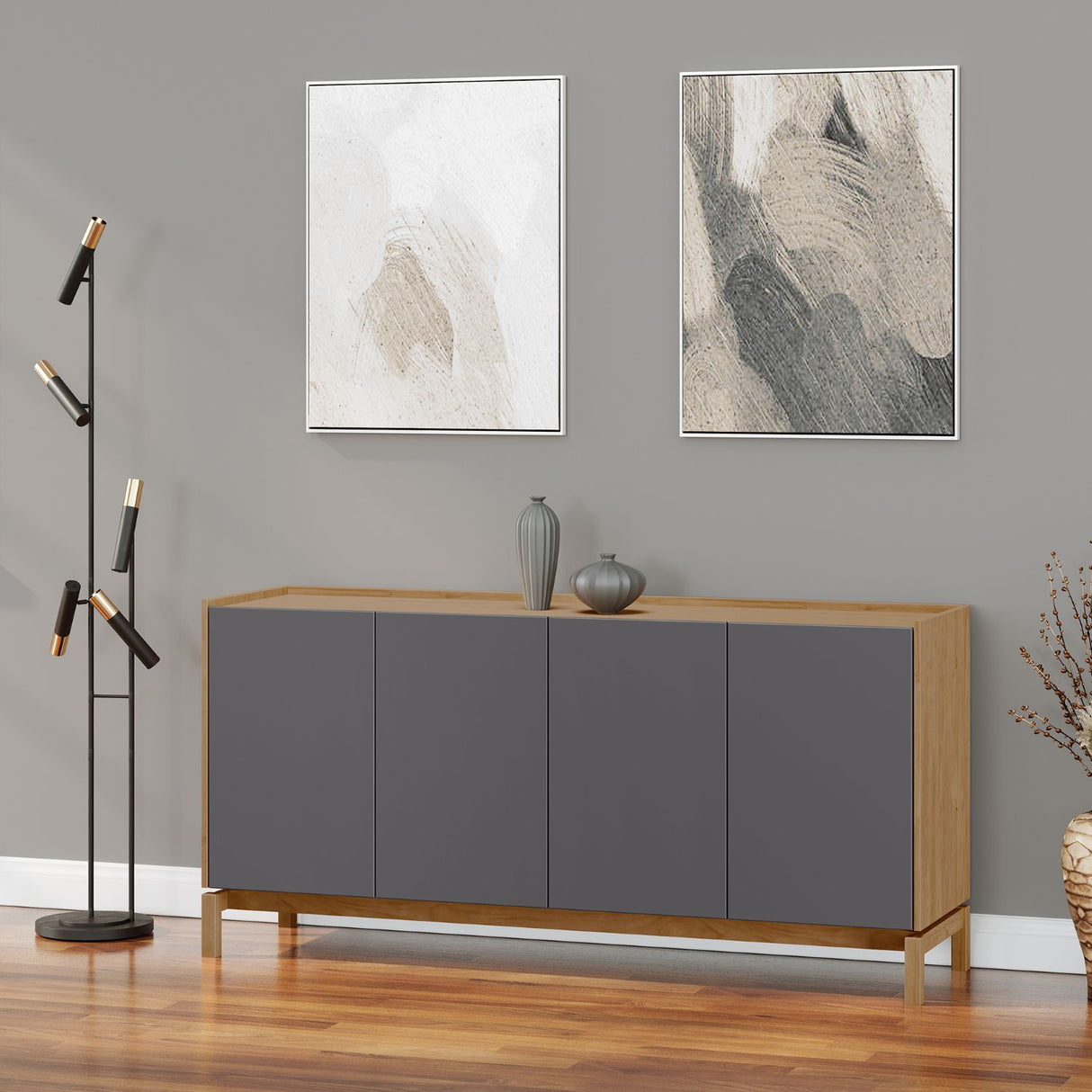 Buffet Barcelona 4P + 1C Grafito - Roble