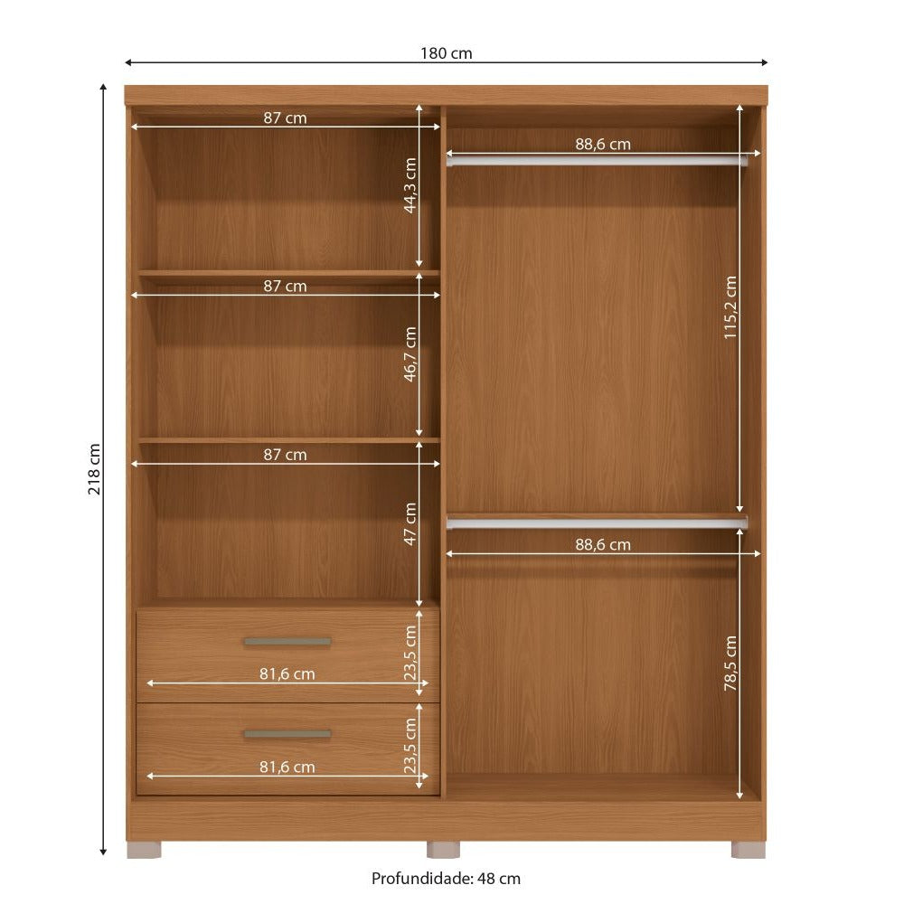Clóset Oliveira 3P + 2C Canela