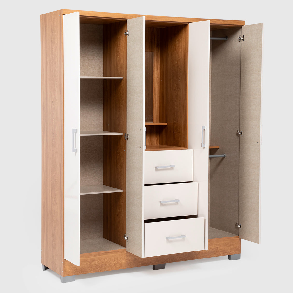 Clóset Olivia 4 Puertas + 3 Cajones Canela-Vainilla