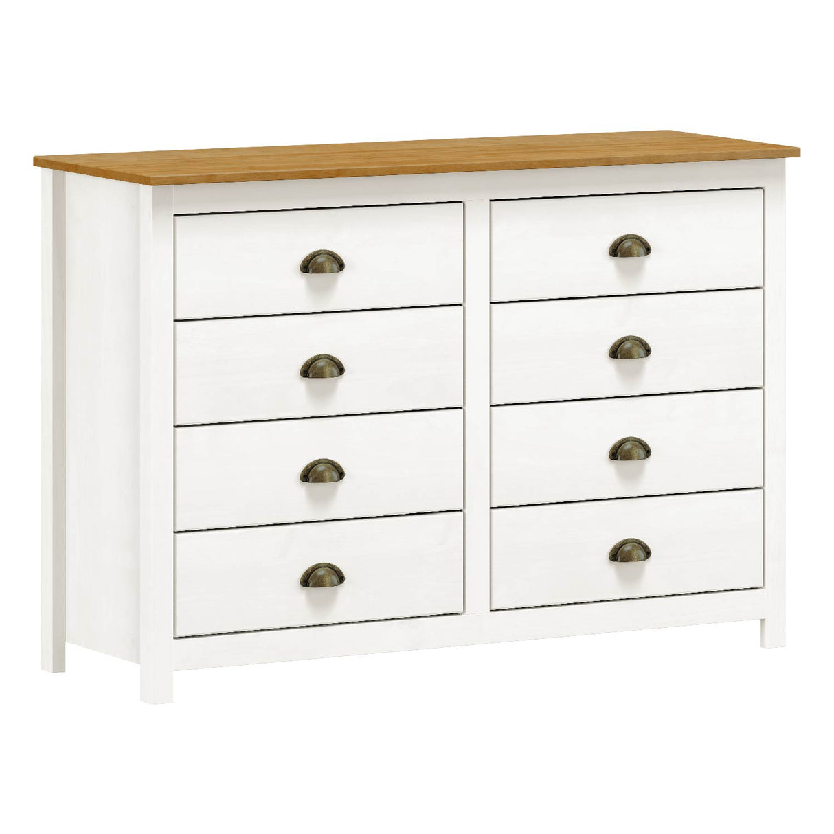 Cómoda Posadas 8 Cajones Blanco-Roble