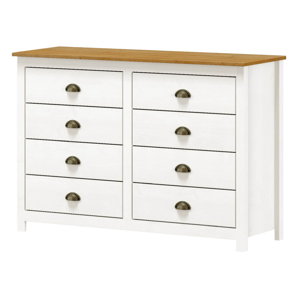 Cómoda Posadas 8 Cajones Blanco-Roble