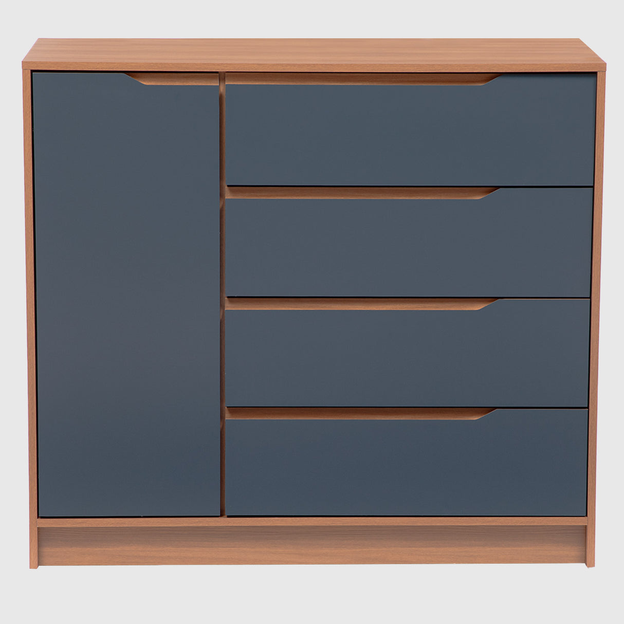 Cómoda Indiana 4 Cajones 1 Puerta Canela - Azul