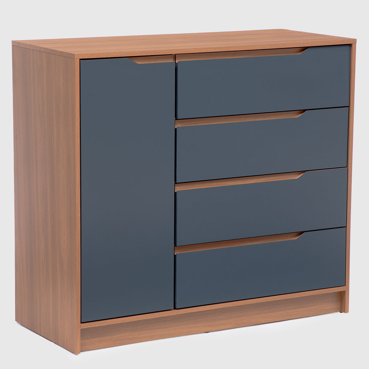 Cómoda Indiana 4 Cajones 1 Puerta Canela - Azul