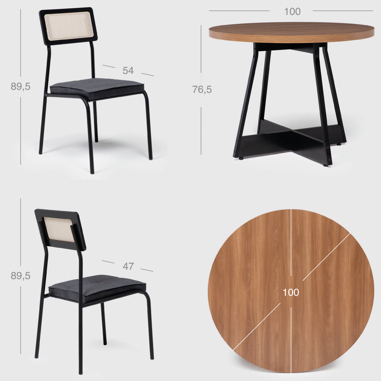 Comedor Capitolio 4 Personas Canela-Negro