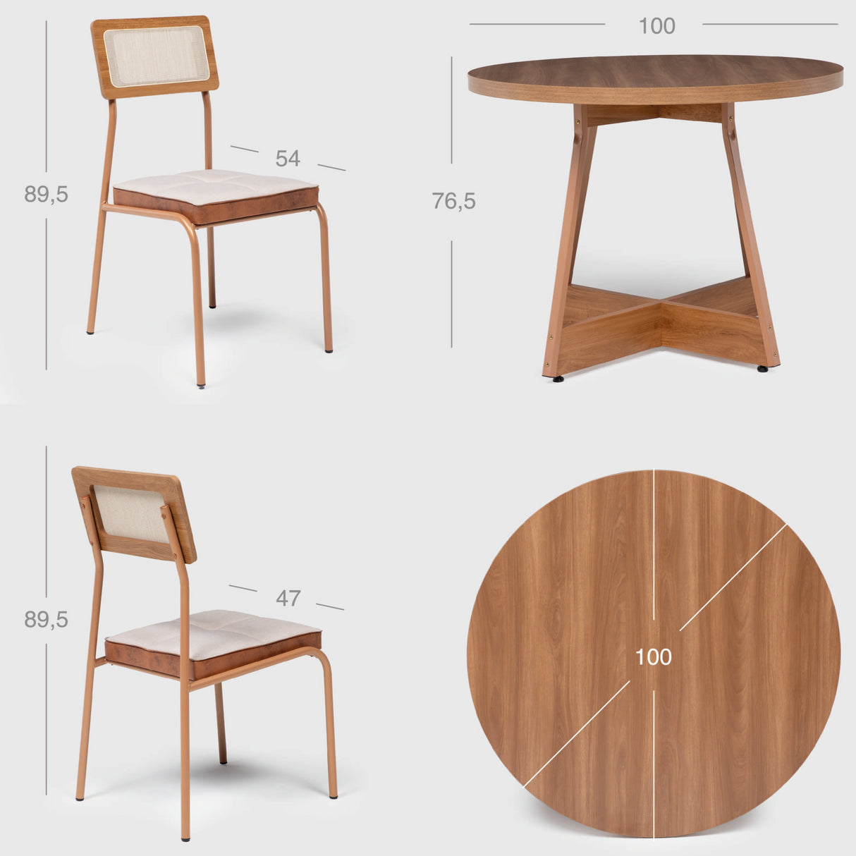 Comedor Capitolio 4 Personas Canela-Avellana