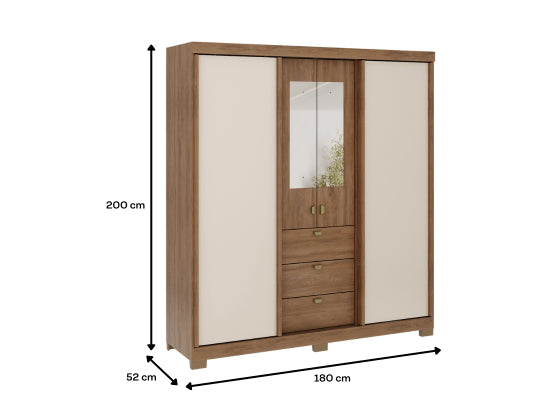 Clóset Fit 4 Puertas + 3 Cajones Canela-Vainilla