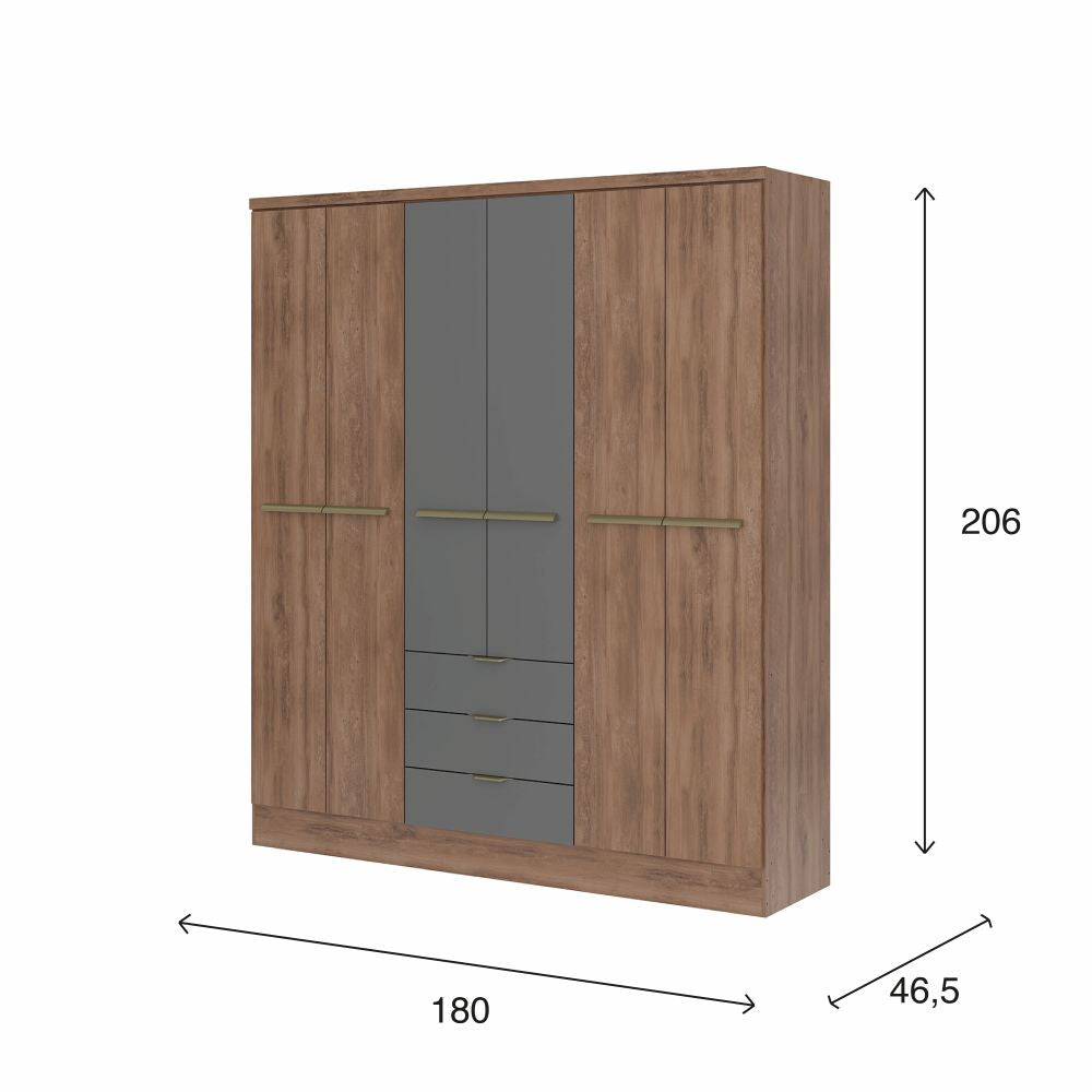 Clóset Troy 6P + 3C Canela-Titanio