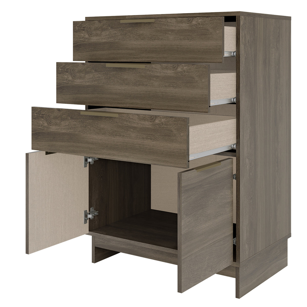 Cómoda Fit 3 Cajones + 2 Puertas Nogal