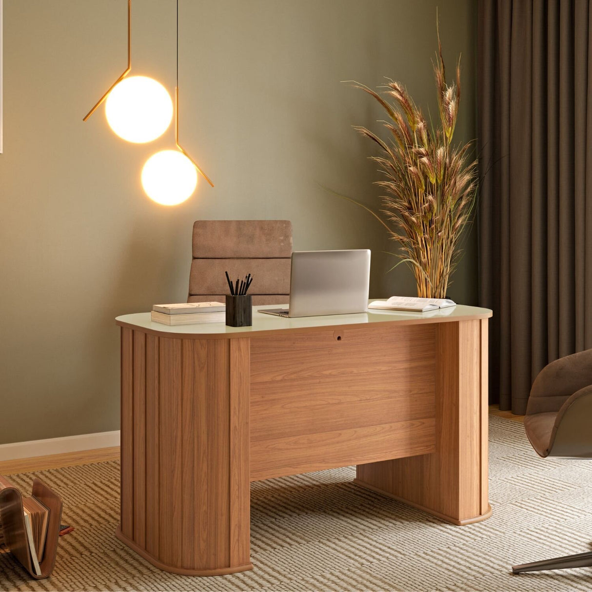 Escritorio Blumenau 1 Cajón Canela-Blanco