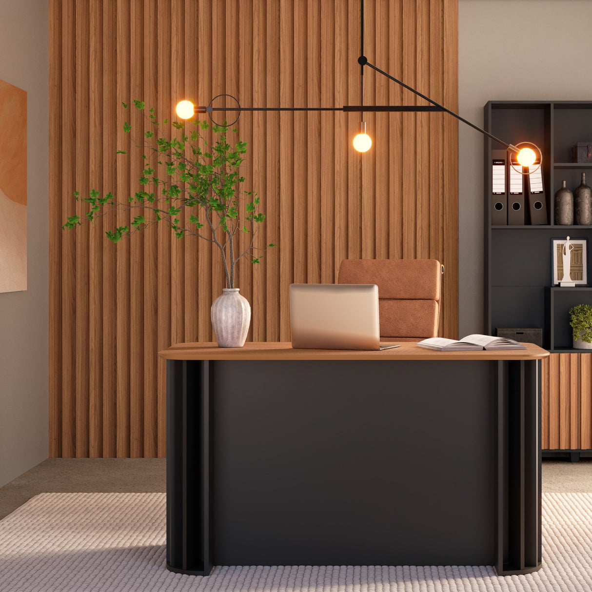 Escritorio Brasilia 1 Cajón Negro-Canela