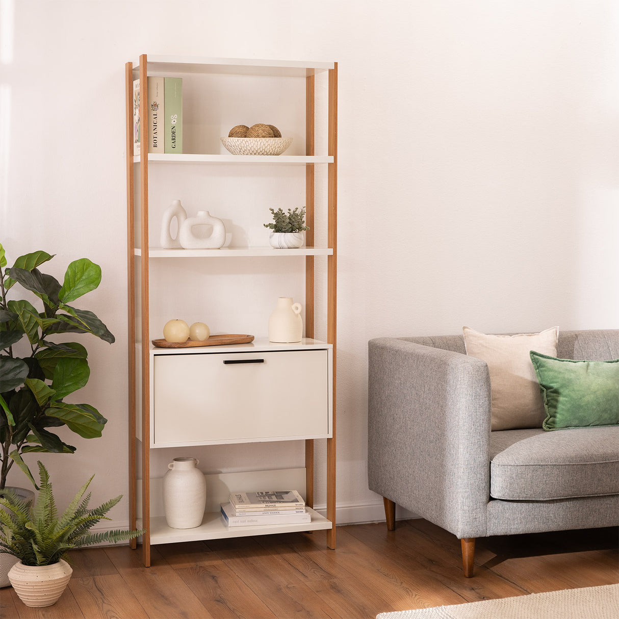 Estante Cucao 1 Puerta Blanco-Canela