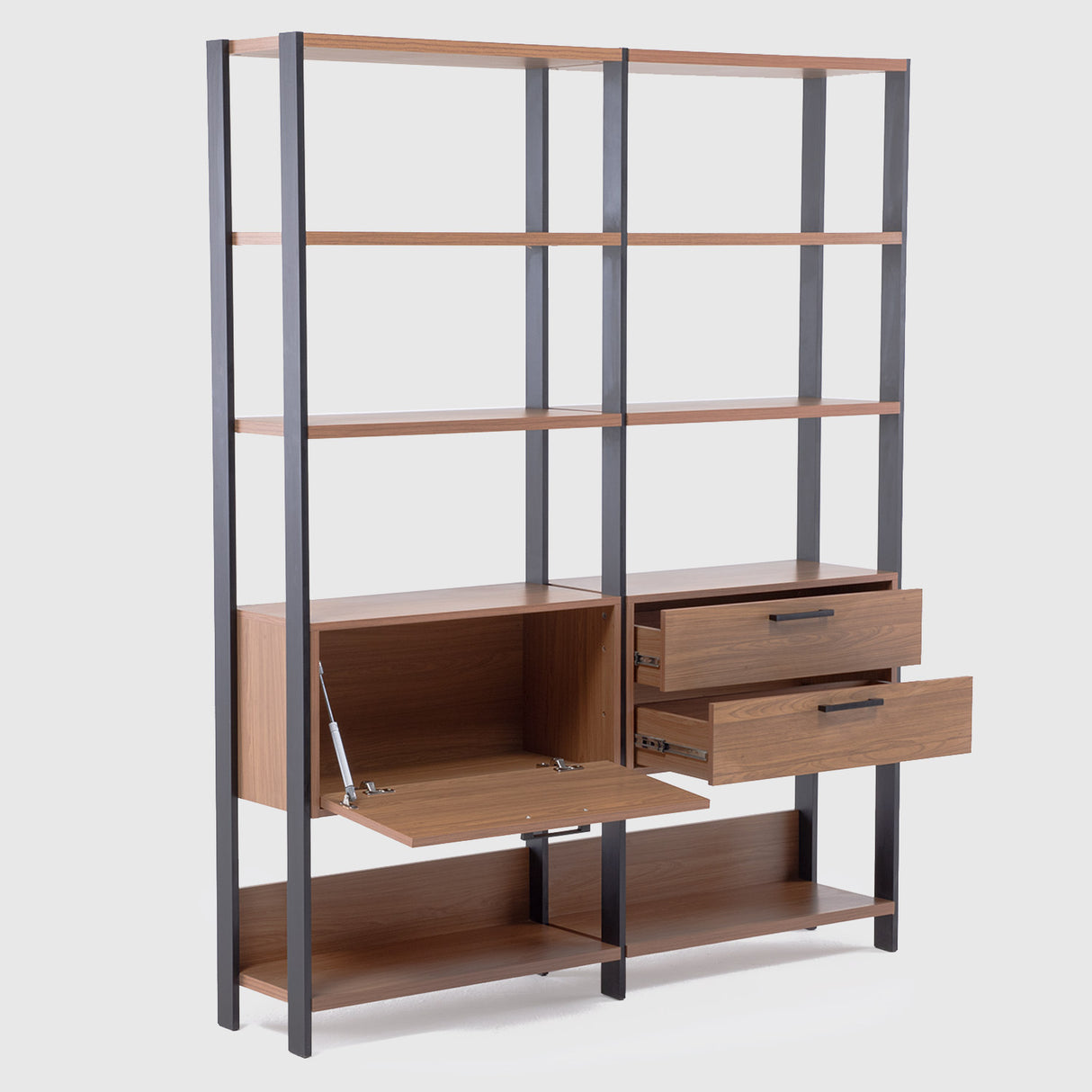 Estante Cucao 1 Puerta + 2 Cajones Canela-Negro