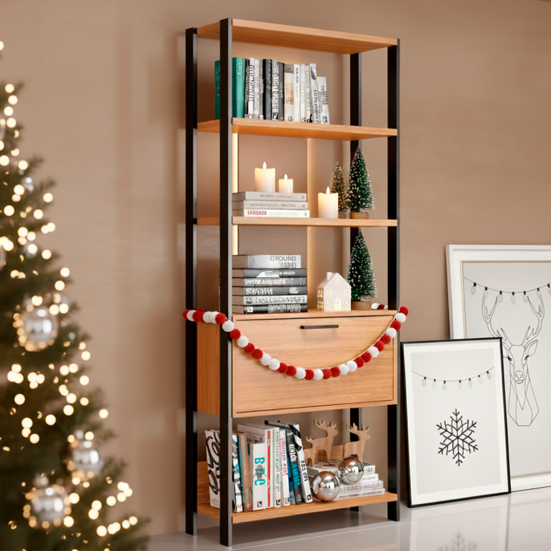 Estante Cucao 1 Puerta Canela-Negro