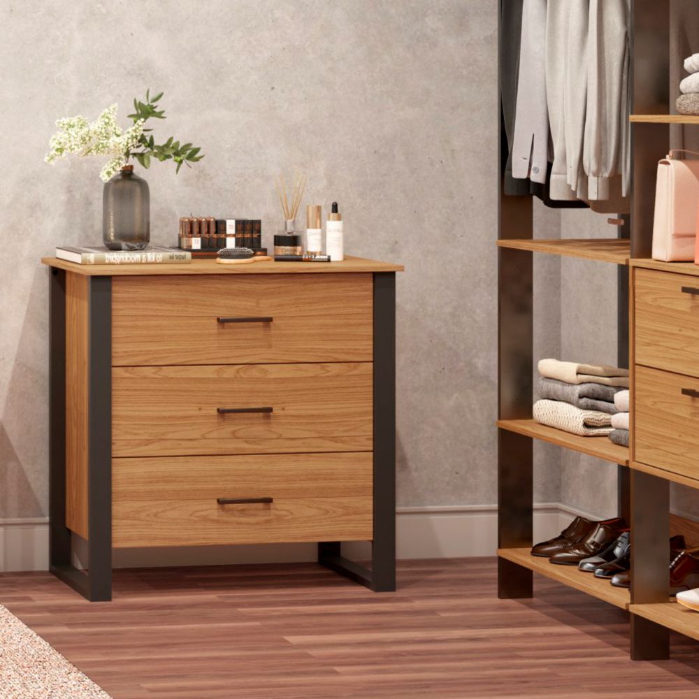 Cómoda Guayacán 3 Cajones Canela-Negro