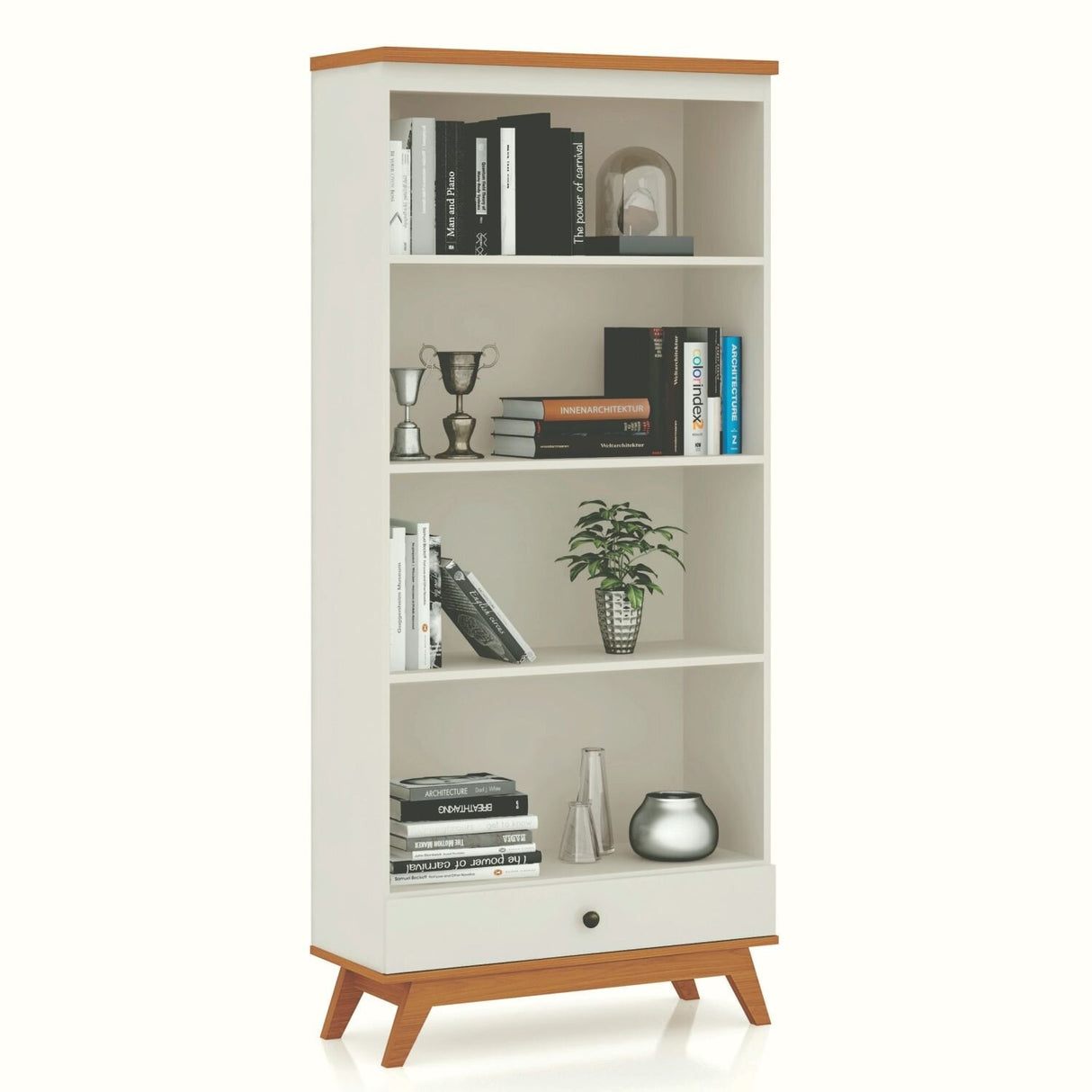 Estante Recife 1 Cajón Blanco-Canela