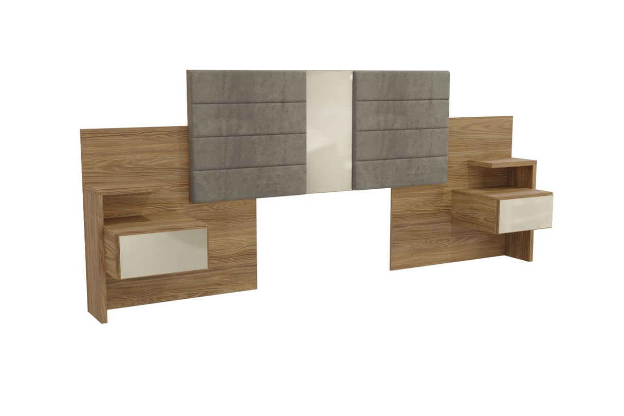 Respaldo Planalto 2 Plazas con veladores Nogal - Grafito