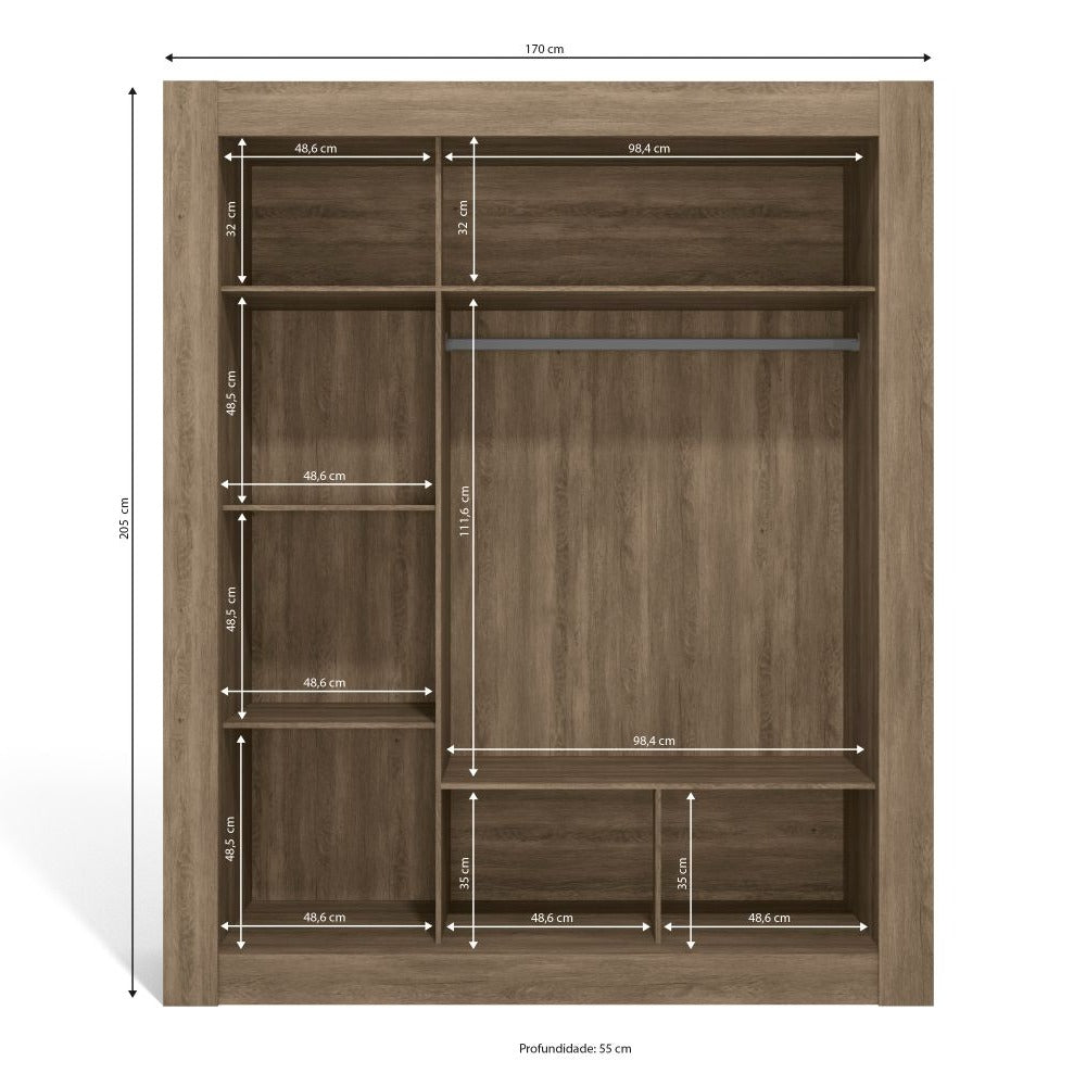 Clóset Machado 3P Nogal