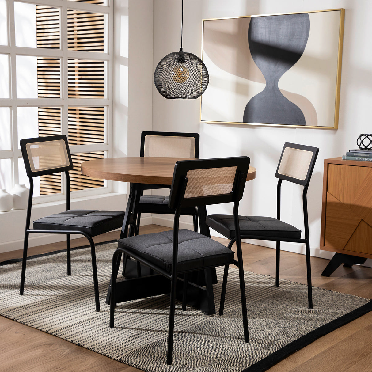 Comedor Capitolio 4 Personas Canela-Negro