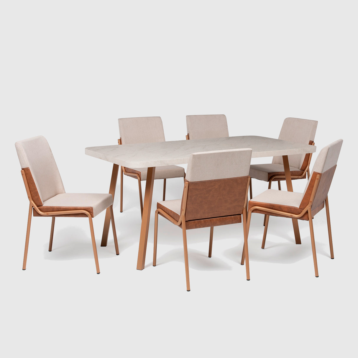 Comedor Palmas 6 Personas Canela-Mármol