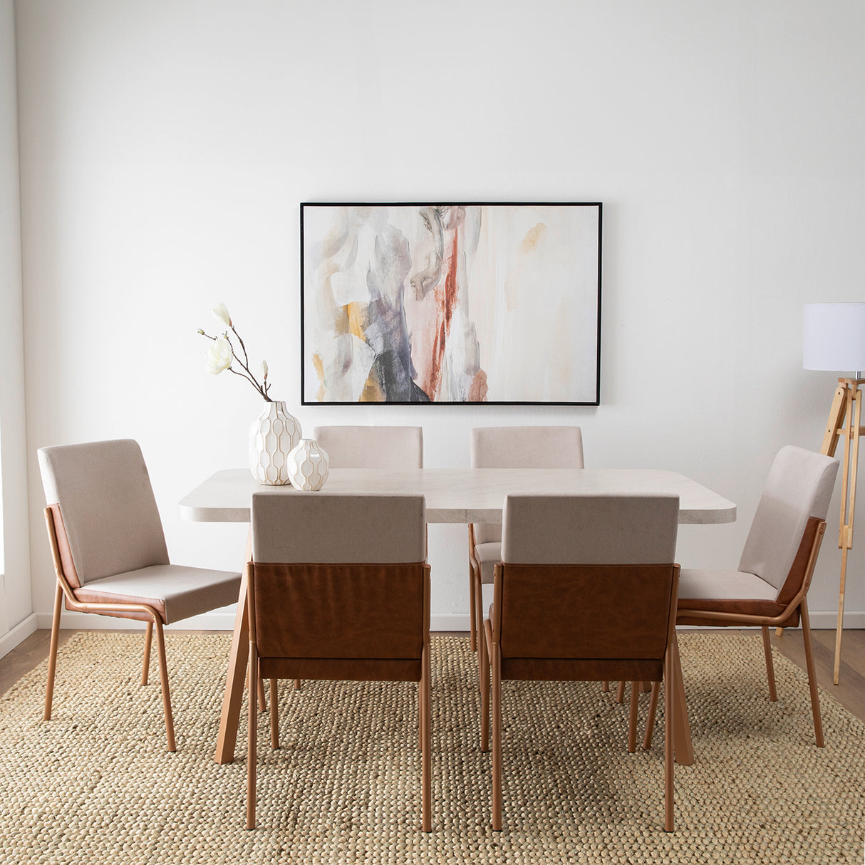 Comedor Palmas 6 Personas Canela-Mármol