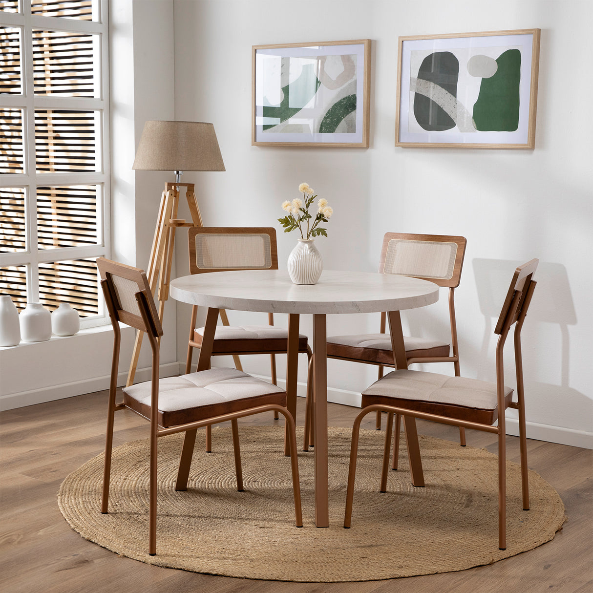 Comedor Atalanta 4 Personas Canela-Mármol